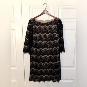 Jessica Howard Black Lace Midi Dress